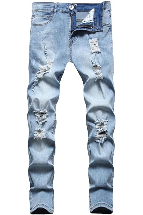 Jeans Uomo Elasticizzati Jeans Skinny Strappati Uomo Denim