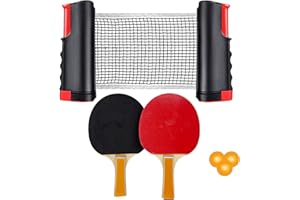 PLASTIFIC Instant Indoor Outdoor Table Tennis Game Portable Travel Ping Pong Ball Set Retractable - Fun Time Anywhere - Fits Any Table, Xmas Game Play Set (1 x Table Tennis Set)