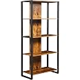Libreria Angolare In Legno Noce – 4 Piani Aperti, 50x50x102 Cm, Stile Fattoria, Per Soggiorno, Ufficio E Camera