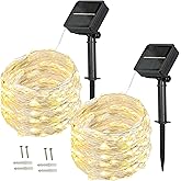 BXROIU Solar Fairy Lights Outdoor, [Pack of 2] 100 LEDs Fairy Lights Outdoor Solar 10 Meters 8 Mod Outdoor Wire I