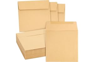 Juvale Kraft koperty pocztowe (60 sztuk) – idealne na przyjęcie urodzinowe, wesele, wieczór panieński, baby shower i imprezy firmowe – brązowe, 14 x 14 cm