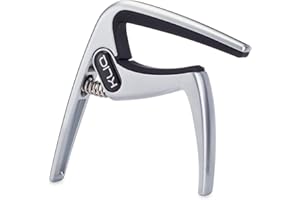 KLIQ MUSIC GEAR KLIQ K-PO Capodastre pour guitare 6 cordes pour guitares acoustiques et électriques Argenté satiné