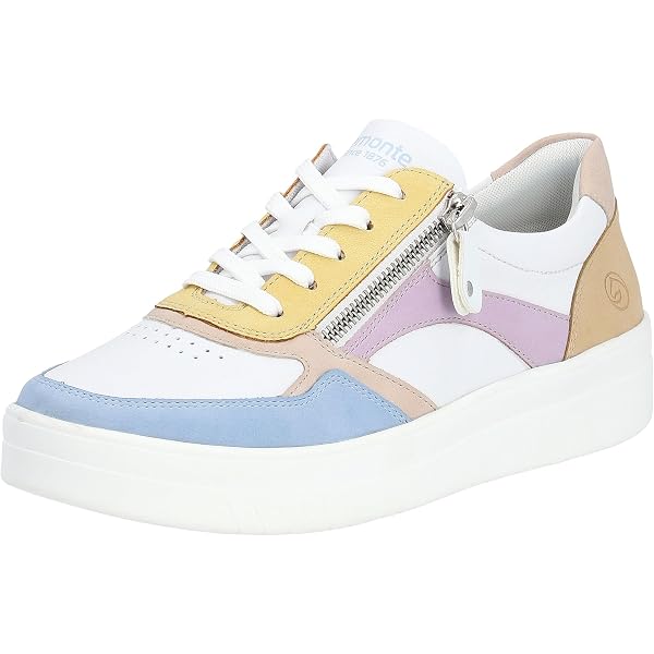 Remonte Baskets Basses D2J00 Femme - Cuir Lisse Blanc, Confort Semelle Souple, Style Décontracté