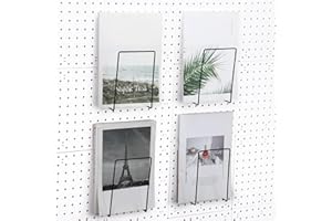 Blulu 4 Pcs Black Pegboard Magazines Holder Literature Display Mail File Holder Books Wall Organizer Pegboard Shelf Hooks Accessories for Display Exhibitions Trade Show Shelf Office Kitchens