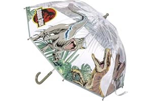CERDÁ LIFE'S LITTLE MOMENTS Paraguas de Burbuja de Jurassic Park - Estampado con Velociráptors - Apertura Manual - Elaborado en 100% POE con Estructura de Fibra de Vidrio - Producto Original Diseñado en España