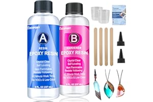 Teexpert Epoxidharz mit Härter, 16oz/474ml Hochglanz epoxidharz Set, Blasenfreies Beschichtungs- und Gießharz für DIY-Kunst, Schmuck, Untersetzer, Weihnachtsdekorationen, Tischplatten, Formen, Holz