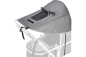 ESENLONG Pare Soleil Poussette Universelle,Canopy Auvent Pare Soleil pour Nacelle Landau,avec Fenêtre et Ailes D'ombre Extra Larges,Protection Soleil Poussette Imperméable(Gris)
