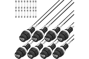 MKBKLLJY 8 st panelmonterade säkringshållare DC 12 V AV250 V skruvlock säkringshållare 5 x 20 mm med förlödda ledningar och s