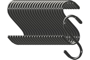 Cozihom S-Haken, 7,6 cm, strapazierfähig, vinylbeschichtet, schwarz, gummiert, extra dick, rutschfest, Metall, S-Aufhänger für Schrank, Garten, Garage, Küche, zum Aufhängen, Schwarz, 24 Stück