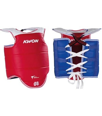 Plastron Taekwondo Compétition Réversible Kwon - Protection WTF Avec Velcro Ajustable