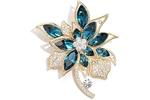 XSQD Blume Band Brosche, Vintage elegante einzigartige Kristall Brosche, Mode Strass Brosche, Pin Abzeichen, Zubehör Schmuck Geschenke, Strass Kno