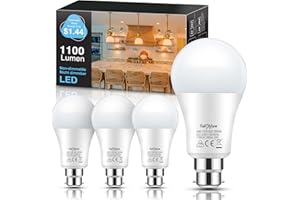 100W Equivalent B22 Bayonet LED Light Bulbs, Fulighture 11W A60 Frosted Globe Golf Ball Bulbs, Super Bright 1000LM, Warm White 3000K, Not Dimmable, for Living Room, Bedroom, Bathroom, Pack of 4