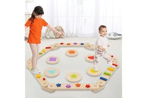 YOSAMY Wooden Balance Beam,Wooden Balance Board for Toddler Stepping Stones Obstacle Course Indoor Outdoor Montessori Toy Build Coordination,Agility and Strength