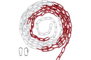 SWAWIS 5m Chaine Métallique Rouge et Blanche en Acier Galvanisé, 5mm d'Épaisseur Chaîne de Barrage avec Mousqueton, Chaîne de Signalisation pour Chantiers Routes Garages