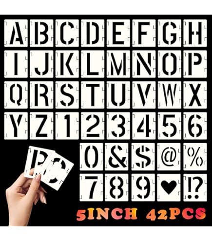 36 Stencil Per Pittura Riutilizzabili - Lettere E Numeri Per Fai Da Te E Scrapbooking - Foto 2