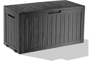 MAIUSCOLI 75 Gallon Waterproof Outdoor Storage Box,Resin Deck Box,Lockable Outside Storage Box Container for Patio Furniure,Garden,Pool Tools (75 Gallon,Black)