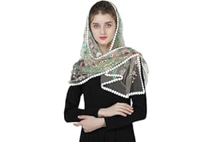 BEAUTELICATE Velo Ricami Pizzo Chiesa Mantilla Sciarpa Scialle Donna per Messa Cattolica Matrimonio Sposa Cerimonia Champagne Nero Bianco