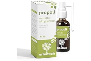 ‎ERBOTECH ERBOTECH Propolis Spray 30 ml, Urtinktur, reiner Extrakt, geeignet für KINDER, natürliches Heilmittel gegen Halsschmerzen und Husten, trägt zum Wohlbefinden der Atemwege bei, Made in Italy