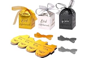 TSLBW Lot de 30 Boîtes à Friandises Eid Mubarak, Boîtes Cadeaux Ramadan pour Ramadan Musulman Eid Party Supplies Boîtes Cadeaux Nouvel An islamique Bonbons Goodies Boîtes Décoration de fête Eid