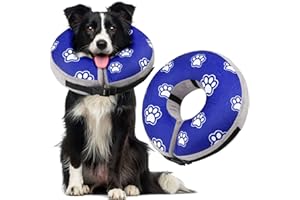 Inflatable Dog Collar, FWLWTWSS Dog Cone Collar Soft Comfy Buster Collar Protective Dog Donut Collar Cat Cone Adjustable Dog Recovery Collar for After Surgery or Wounds Healing, Does Not Block Vision