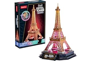 PARTY TOWN Puzzle 3d - Torre Eiffel Led | Puzzles 3d Regalo Bambino 8 Anni | Puzzle 3d Per Bambini E Puzzles 3d Per Adulti | Modellini Da Costruire | Giochi Per Bambini | 51 Pezzi