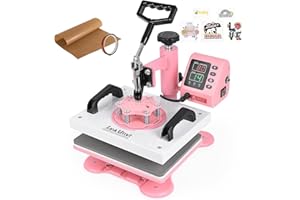 Prensa de Calor, Lya Vinyl 30.5 x 25.4cm High Pressure Heat Press Machine para camiseta Con controlador digital LED de temperatura y tiempo(rosa)