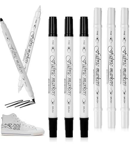 6 Textilstifte Waschmaschinenfest - Weiß, Gold, Schwarz Für T-Shirts & Stoffe