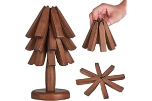 CUIYKAI Dessous de Plats en Bambou : Ensemble de 3 Trivets Arborescents, Dessous de Plat pour Casseroles Chaudes, Poêles et Bouilloires