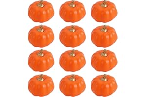 Solihigh Pumpkin Decor Artificial Bulk 12Pcs, Autumn Decoration Faux Harvest Fake Mini Foam Pumpkins,Halloween Decoration for Home Party Thanksgiving Party Holiday Decor Orange
