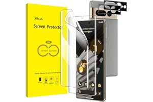 JETech Protection d'Écran pour Google Pixel 7 Pro avec Protecteur d'Objectif de Caméra, Film TPU Flexible, Compatible ID d'Empreinte Digitale, HD Transparent, 2 Pièces Chacun