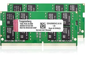 Yongxinsheng DDR4 2666MHz 32GB Kit (16GBx2) Laptop RAM PC4-21300 SODIMM Non-ECC Unbuffered 1.2V 2Rx8 Dual Rank 260-Pin CL19 PC Computer Memory Upgrade Module