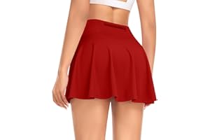 JoyGirl Plissee Faltenrock Damen Tennis Rock mit Hose Drunter Hohe Taille Skort Golf Sport Rock Minirock mit Taschen für Laufen Workout