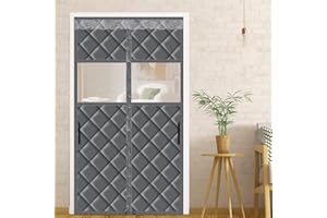 LALAGO Magnetyczna izolacja termiczna zasłona na drzwi, 100 x 220 cm, izolacja termiczna z oknem, odpowiednia dla zwierząt, na balkon, do salonu