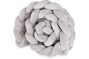 Totsy Baby Almohada Decorativa 220 cm- Almohada de Peluche Trenzada esponjosa A.Gris