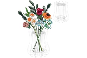 CERICAI Vase for Lego Flowers - Display Clear Vase for Lego Flower Bouquet Display Stand Puzzle Vases Transparent Vases for Botanical Roses Cherry Blossoms, Sunflowers, Tulips, Daffodils Display (A)