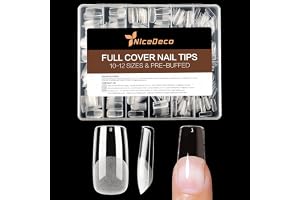 Nicedeco Medium fyrkantiga falska nagelspetsar, 504 st mjuk gel företsad halvmatt heltäckande klar akrylgelkit falsk press-on