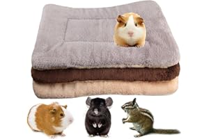 BUNDLEMALL Lot de 3 lits en polaire pour petit animal, chauds et moelleux, tapis de couchage pour chaton, lapin, chinchilla, écureuil, hérisson (taille S : 38 x 28, E)