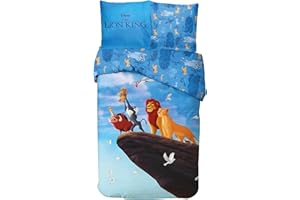 ARLIS Juego de cama de Le Rey Lion para niños, funda nórdica reversible de 140 x 200 cm, funda de almohada de 63 x 63 cm, 100% algodón (juego de cama Le Rey Lion, 140 x 200 cM)