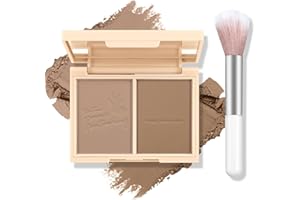 Boobeen Highlighter Contour Makeup Palette Face Matte Bronzer Powder, Compact Contouring Blush for Cheeks, Natural Long Lasting with Brush