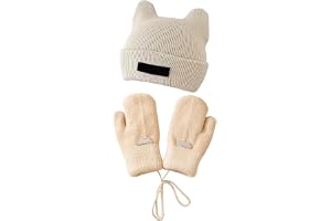 DUINIU 1 par handskar och 1 hatt, all-inclusive höst och vinter stickade handskar, förtjockad kallbeständig anti-förlust, mju