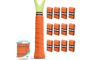 Ogeenier Tennis Racket Grip Tape, 12 Pack, Absorbent and Anti-Slip Badminton Squash Racket Grip, Precut Soft Racquet Padel Overgrip Tape