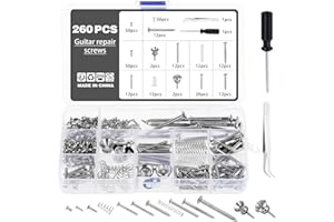 Knpwer 260 Pcs Electric Guitar Screw Kit with Springs for Electric Guitar Bridge,Guitar Mounting Screws,for Electric Guitar Bridge, Pickup, Pickguard,Guitar Strap Buttons and a Tweezers
