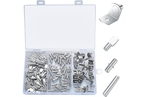 BATEYA 128 Stück Regalstifte in 4 Art, Bücherregal Supportt Vernickelt Regalträger 5mm 6mm Regalträger aus Metall für Möbel Schrank Kommode