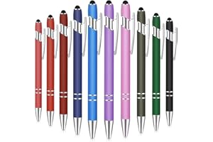 ‎QINGMENG qingmeng Kugelschreiber mit Touchpen, 10 Stück Kugelschreiber Hochwertig Metall, Kugelschreibers Set Schwarz, Kulli für Einfaches & Weiches Schreiben, Gel Kugelschreibers Ergonomisch Aesthetic Pen