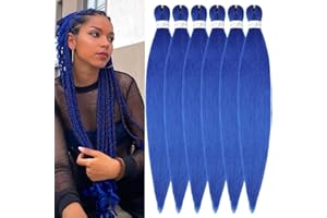 YDDM Pre Stretched Braiding Hair Braiding Hair Extensions Blue Braids Extensions Hair 26 Inch 6packs Box Braid Hair Extensions Hair For Braiding Crochet Hair Braiding (26 Inch, Blue#)