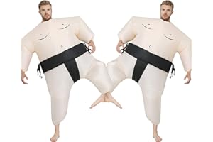 FXICH Nadmuchiwane kostiumy sumo dla dorosłych, 2 sztuki, kostium na Halloween, jeden rozmiar pasuje do większości, kostium karate dla mężczyzn i kobiet, japoński kostium sztuki walki na imprezę