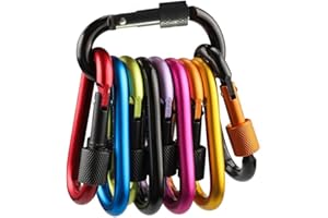 Wolike 10 Pcs Locking Carabiner, 10-colors Premium Aluminum Alloy D-ring Carabiner Clips for Outdoor, Camping, Hiking, Traveling, Fishing, Backpack DK001
