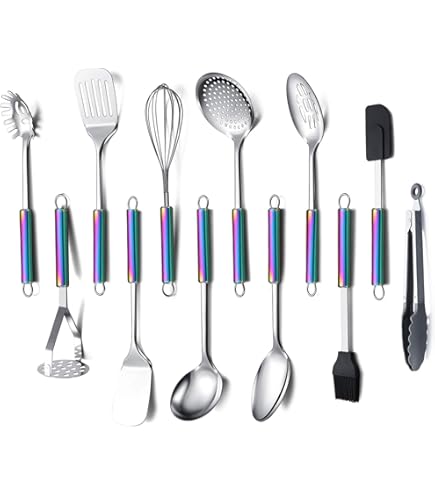 Set 6 Utensili Cucina Acciaio Inox - Cucchiai, Spatola, Mestolo Per Zuppa E Pasta - Foto 8