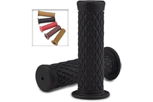 DKMOTORK Motorcycle Handlebar Grips for 7/8" Handlebars 22mm/24mm Non Slip Universal (Black)