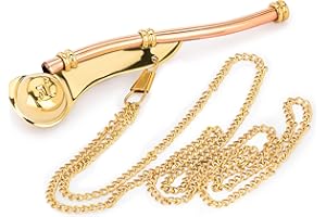 NKlaus 11515 - Silbato marítimo con cadena de 80 cm, latón y cobre, calidad de sonido transparente